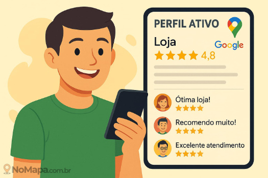 Cliente feliz com um perfil de empresa profissional no Google